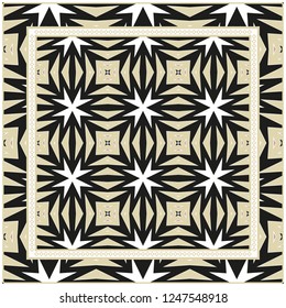 Vintage Decorative Geometric Pattern. Design For Bandana Shawl, Tablecloth Fabric Print. Vector Illustration