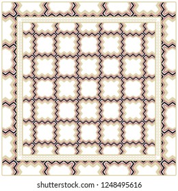 Vintage Decorative Geometric Pattern. Design For Bandana Shawl, Tablecloth Fabric Print. Vector Illustration
