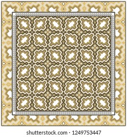 Vintage Decorative Geometric Pattern. Design For Bandana Shawl, Tablecloth Fabric Print. Vector Illustration