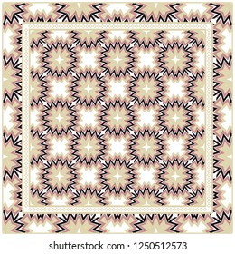 Vintage Decorative Geometric Pattern. Design For Bandana Shawl, Tablecloth Fabric Print. Vector Illustration