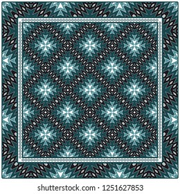 Vintage Decorative Geometric Pattern. Design For Bandana Shawl, Tablecloth Fabric Print. Vector Illustration