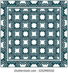 Vintage Decorative Geometric Pattern. Design For Bandana Shawl, Tablecloth Fabric Print. Vector Illustration