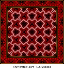 Vintage Decorative Geometric Pattern. Design For Bandana Shawl, Tablecloth Fabric Print. Vector Illustration