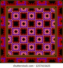 Vintage Decorative Geometric Pattern. Design For Bandana Shawl, Tablecloth Fabric Print. Vector Illustration