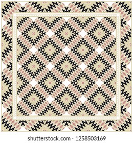 Vintage Decorative Geometric Pattern. Design For Bandana Shawl, Tablecloth Fabric Print. Vector Illustration