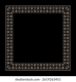 Vintage decorative golden frame. Gold Decorative border frame deco vector label. Square floral european pattern frame arabesque. Elegant element for square surfaces, laser cutting, invitation, textile