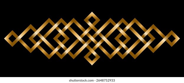 Vintage decorative golden geometric intertwined lines divider. Vector illustration