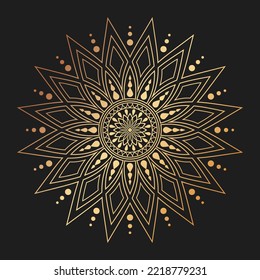 Vintage decorative golden mandala. Oriental pattern with arabic, islamic, indian, turkish, pakistan, moroccan, chinese, motifs. Psychedelic meditative ornamental design.