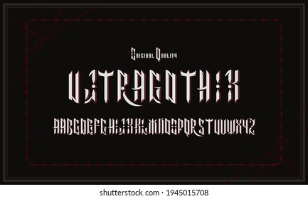 Vintage decorative, gothic font. Lettering design in retro style. Perfect for alcohol labels, logos, album titles of metal bands.