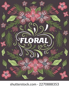 Vintage Decorative Hand Drawn Flat Floral Background
