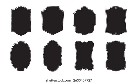 Vintage decorative label and badge shape set, elegant ornaments, borders banners, panel, classic label shape design elements Vector illustration collections