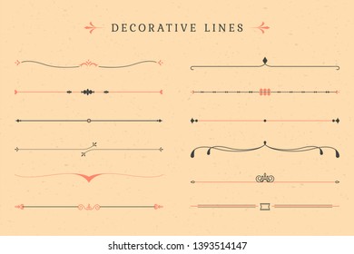 Vintage decorative line collection vectors