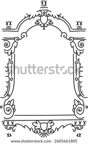 Vintage Decorative Lined Frame Vector Illustration