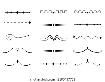 Líneas decorativas vintage ilustraciones de diseño vectorial aisladas en fondo blanco