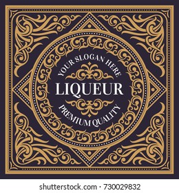 Vintage decorative liqueur card vector illustration