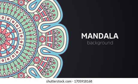 Vintage decorative mandala elements with background. Hand drawn ethnic design . Islam, Arabic, Indian, ottoman motifs.