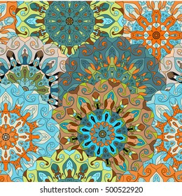 Vintage decorative mandala pattern. Islam, Arabic, Indian, ottoman motifs. Perfect for printing on fabric or paper. Can be used for greeting card or booklet background.