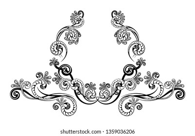 Vintage decorative monogram calligraphic border. Template signage, logos, labels, stickers, cards. Classic design elements for wedding invitations.