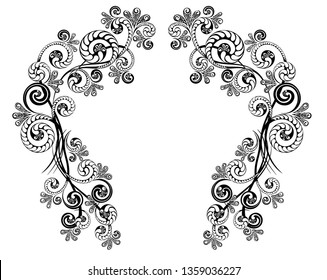 Vintage decorative monogram calligraphic border. Template signage, logos, labels, stickers, cards. Classic design elements for wedding invitations.