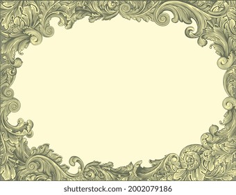 Vintage decorative ornamental frame. Editable hand drawn illustration. Vector engraving. Isolated on light background. 8 EPS