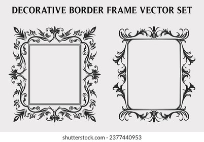 Vintage Decorative Ornamental Rectangle frame vector Set, Retro vectores bordes ornamentales y filigree ornamentos florales