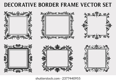 Vintage Decorative Ornamental Rectangle frame vector Set, Retro vectores bordes ornamentales y filigree ornamentos florales