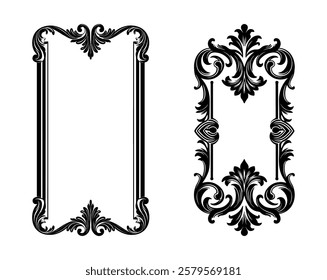 Vintage Decorative Ornamental Rectangle frame vector Set, Retro vector ornamental borders and filigree floral ornaments.