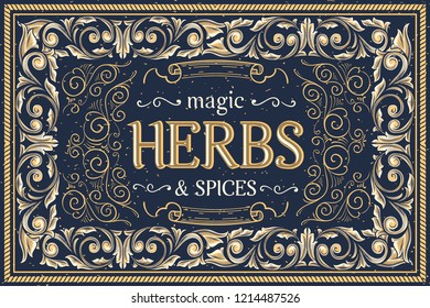 Vintage decorative ornate label design