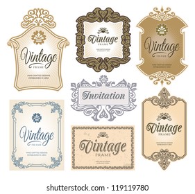 Set Ornate Vintage Labels Stock Vector (Royalty Free) 58866983