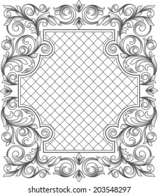 Vintage decorative ornate monochrome blank frame