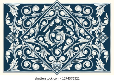 Vintage decorative ornate monochrome design