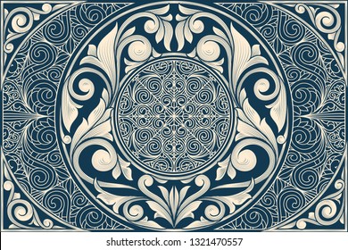 Vintage decorative ornate monochrome design