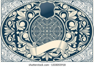 Vintage decorative ornate monochrome design