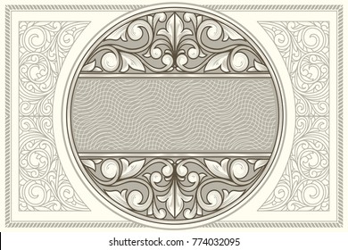 Vintage decorative ornate monochrome design