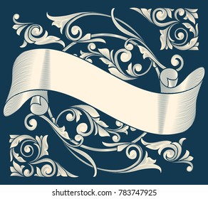 Vintage decorative ornate monochrome design