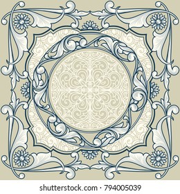 Vintage decorative ornate monochrome design