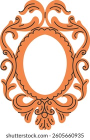 Vintage Decorative Oval Frame Mirror Vector Illustration