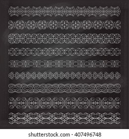 Vintage decorative pattern borders vector set on a chalkboard background