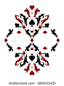 Vintage decorative pattern with playing cards suits