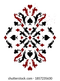 Vintage decorative pattern with playing cards suits