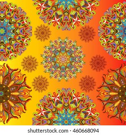 Vintage decorative pattern.Hand drawn background.Suitable for printing on fabric and paper. Arabic, Islam,Indian, ottoman motifs.You can change the background.