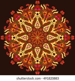 Vintage decorative pattern.Hand drawn background.Suitable for printing on fabric and paper. Arabic, Islam,Indian, ottoman motifs.You can change the background.