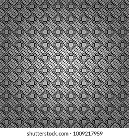 Vintage decorative repainting art with boho chic style and ethnic motifs in black, white and gray colors. Abstract geometric squares with round symmetry. Vector seamless pattern with rhombus and tiles