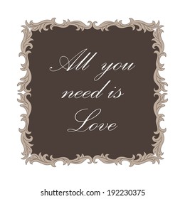 Vintage decorative retro frame. Brown and beige