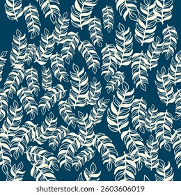 Vintage Decorative seamless pattern in classic style with small flowers, ditsy. Light silhouettes of flowers, two-color ornament shabby chic