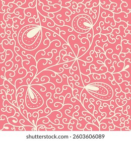 Vintage Decorative seamless pattern in classic style with small flowers, ditsy. Light silhouettes of flowers, two-color ornament shabby chic