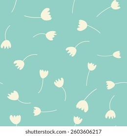 Vintage Decorative seamless pattern in classic style with small flowers, ditsy. Light silhouettes of flowers, two-color ornament shabby chic