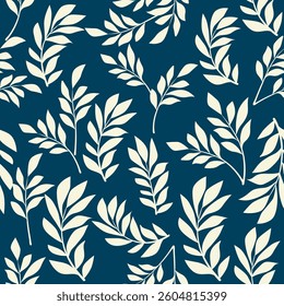 Vintage Decorative seamless pattern in classic style with small flowers, ditsy. Light silhouettes of flowers, two-color ornament shabby chic