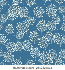 Vintage Decorative seamless pattern in classic style with small flowers, ditsy. Light silhouettes of flowers, two-color ornament shabby chic