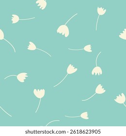 Vintage Decorative seamless pattern in classic style with small flowers, ditsy. Light silhouettes of flowers, two-color ornament shabby chic